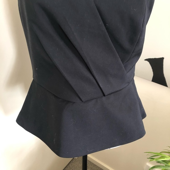 SABA Matte Black One Shoulder Top Glam Peplum Cotton Fit&Flare Lined Size 12 NWT - Picture 6 of 16